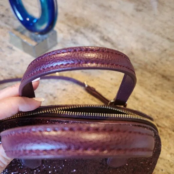 Kate Spade Mini Reiley Laurel Way Glitter Bag Satchel Crossbody in Red Burgundy - Picture 11 of 11